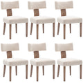 Wahson Beige Dining Chairs Set Of 6, Comfy Upholstered Modern Farmhouse Kitchen Chairs With Wood Legs, Linen Fabric Dining Chair