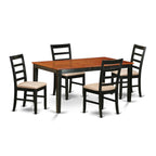 East West Furniture NIPF5-BCH-C 5 Piece Dinette Set for 4 Includes a Rectangle Dining Room Table with Butterfly Leaf and 4 Linen Fabric Kitchen Dining Chairs, 36x66 Inch, Black & Cherry
