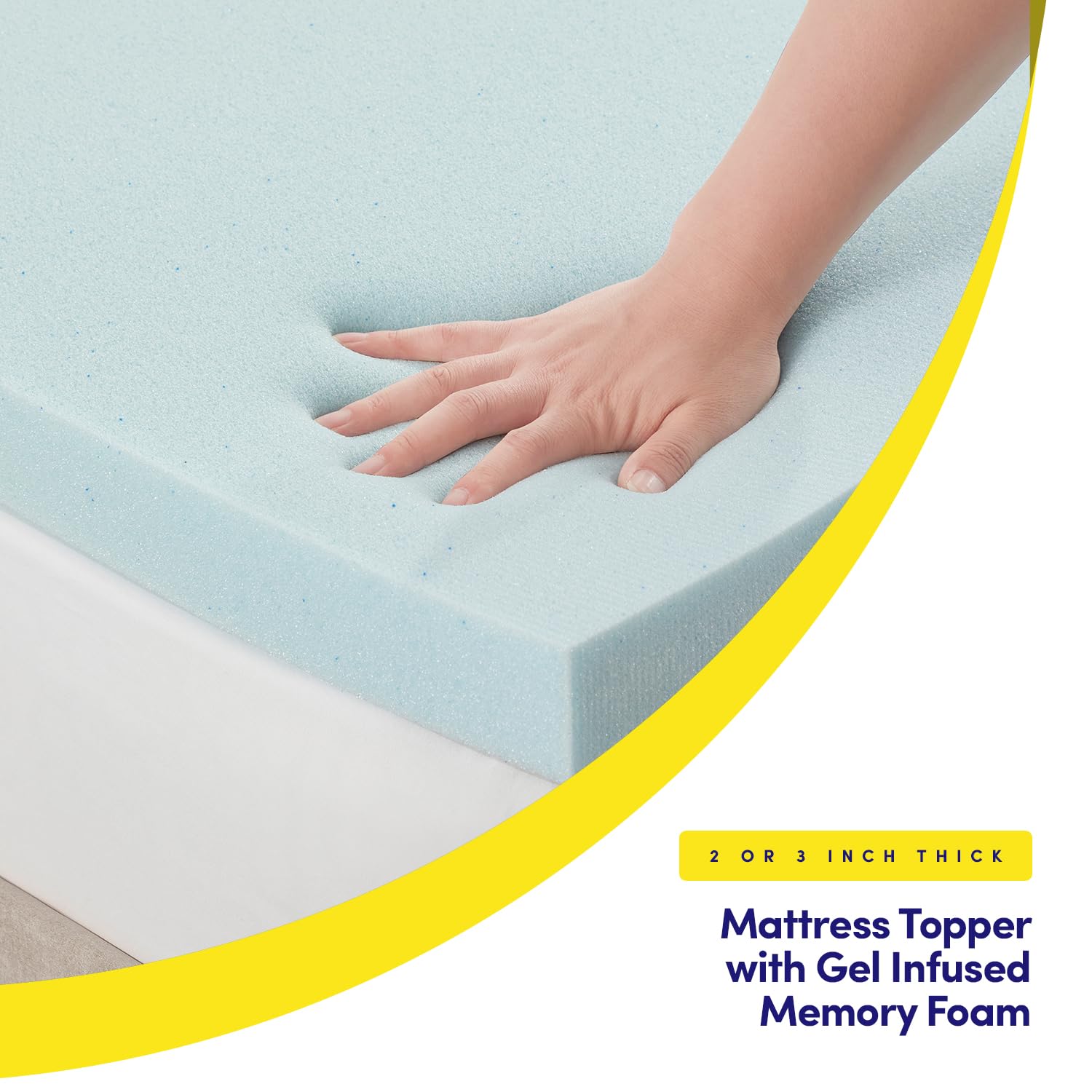 King Mattress Topper 2 Inch Gel Infused Memory Foam Cooling Pad Certipur Us Certified - Enhance Sleep Quality With Pressure Relief And Temperature Regulation, King,Blue