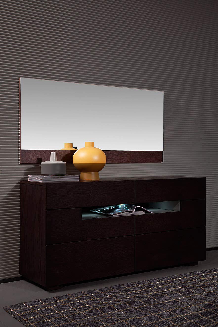 HomeRoots Veneer, Mirror 24' Brown Oak Veneer and Glass Mirror