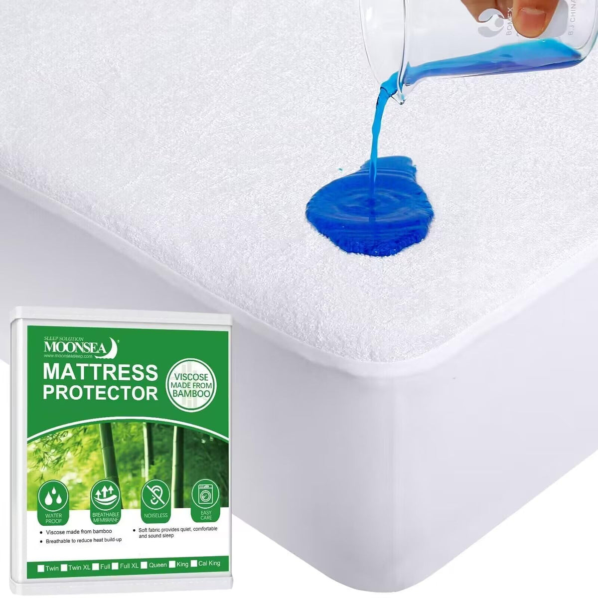 Moonsea Waterproof Mattress Protector,Mattress Cover, Smooth Top Mattress Protector For Kids, Breathable Skin Friendly And Noise