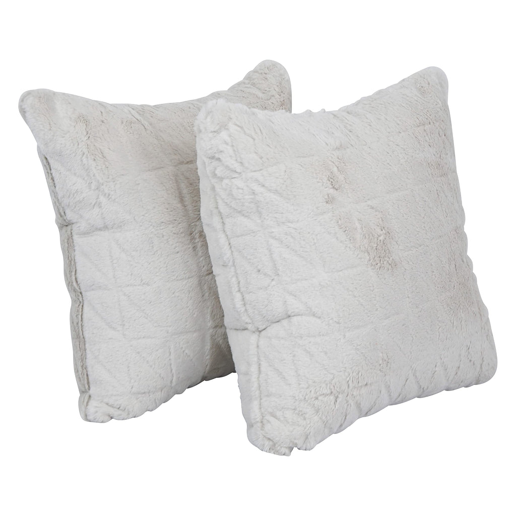 Blazing Needles Square Faux Fur Throw Pillows, 17", Upton Natural 2 Count
