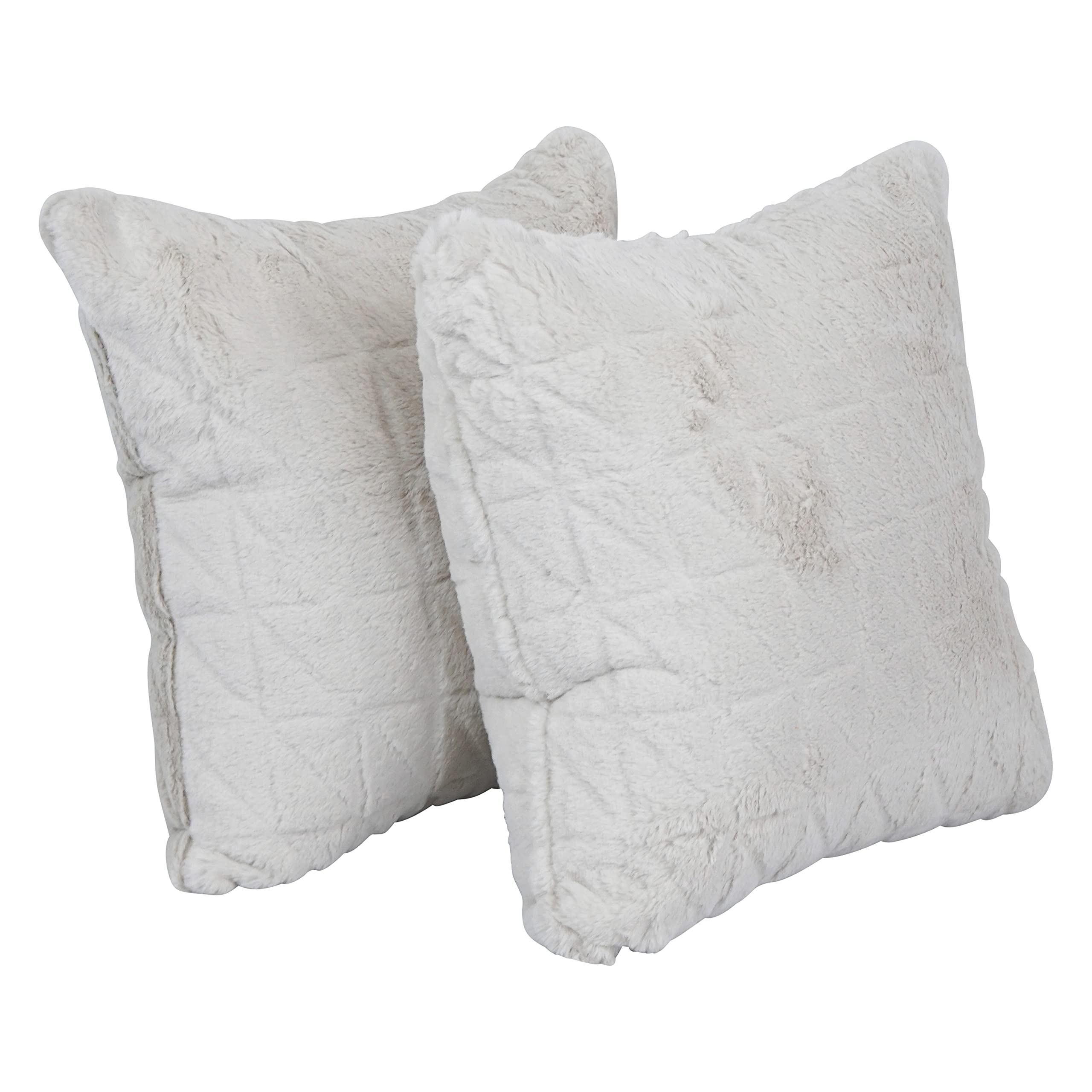 Blazing Needles Square Faux Fur Throw Pillows, 17", Upton Natural 2 Count