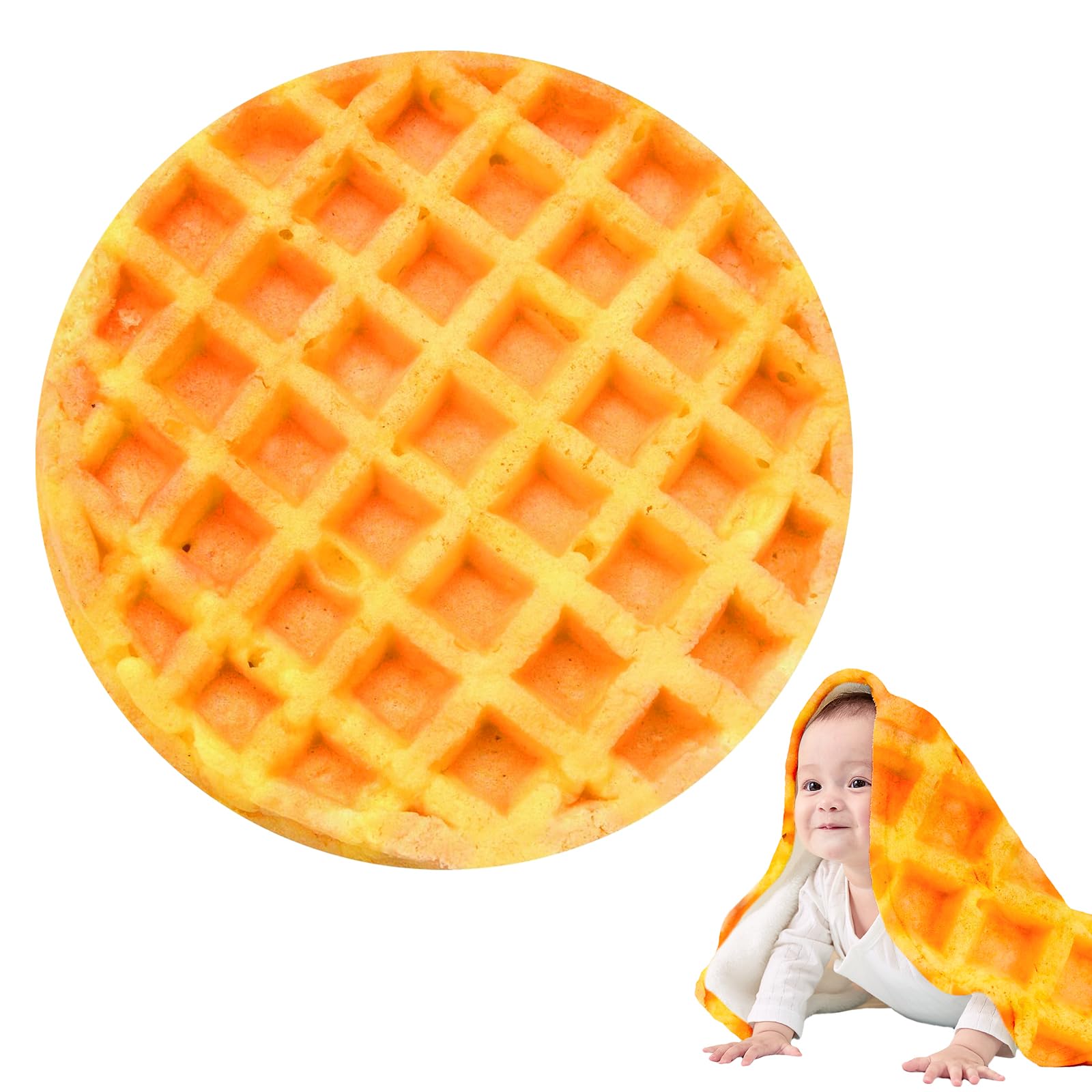 Waffles Blanket For Kids, Funny Food Blanket, Novelty Gifts Soft Throw Blanket For Bed Couch Or Travel - 49 Inchs Orange