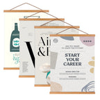 Artmag 4 Pack Magnetic Poster Hanger Frame, 17x22 17x24 17x31 Light Wood Wooden Magnet Poster Frame for Maps Canvas Artwork Pict