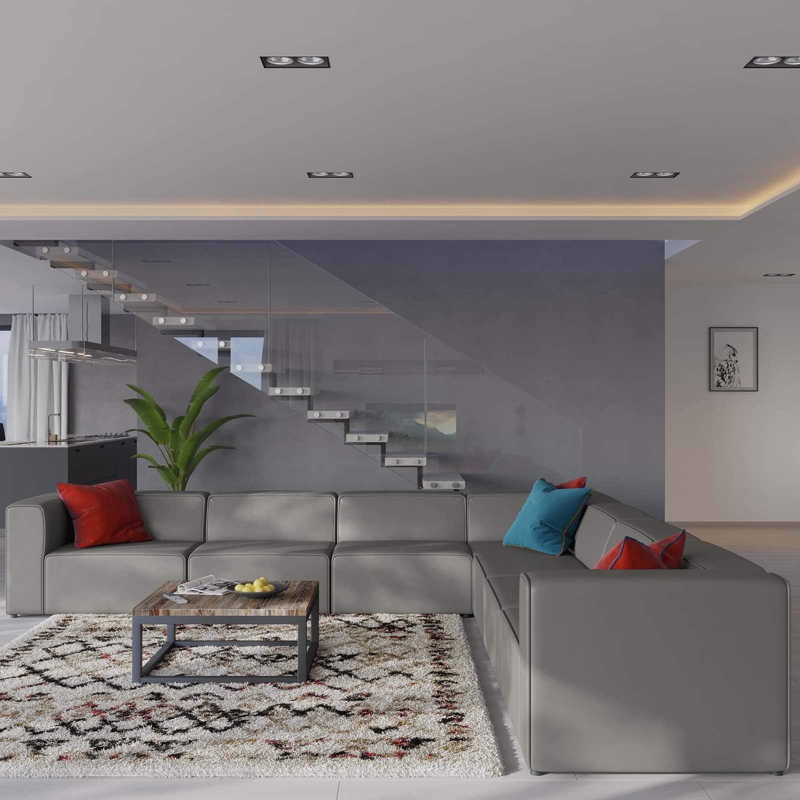 Modway Mingle Vegan Leather 7-Piece Sectional Sofa in Gray