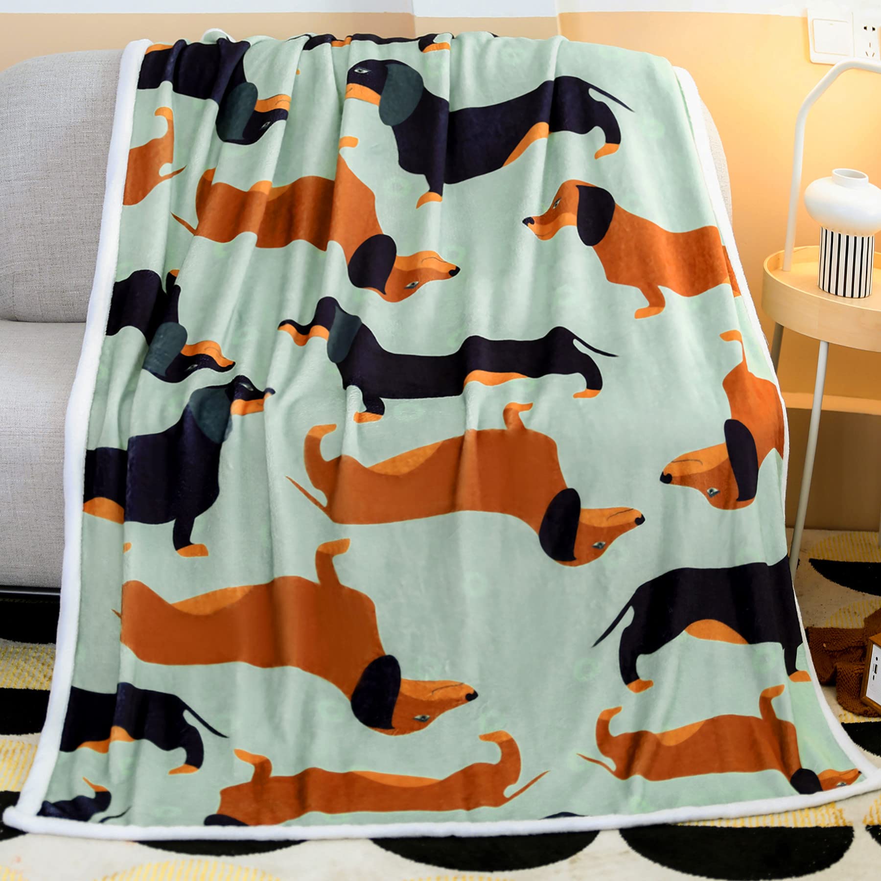 Famitile Dachshund Blanket, Wiener Dogs Throw Blanket, I Love Dachshunds Soft Flannel Dachshund Stuffed Animal Blankets Dachshun