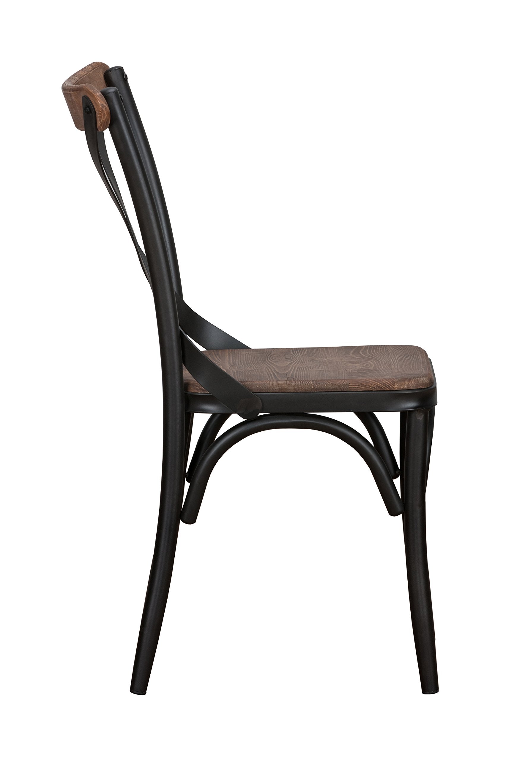 Kosas Home 53003560 Bentley Side Chair, Hand-Distressed Natural Finish With Black Base