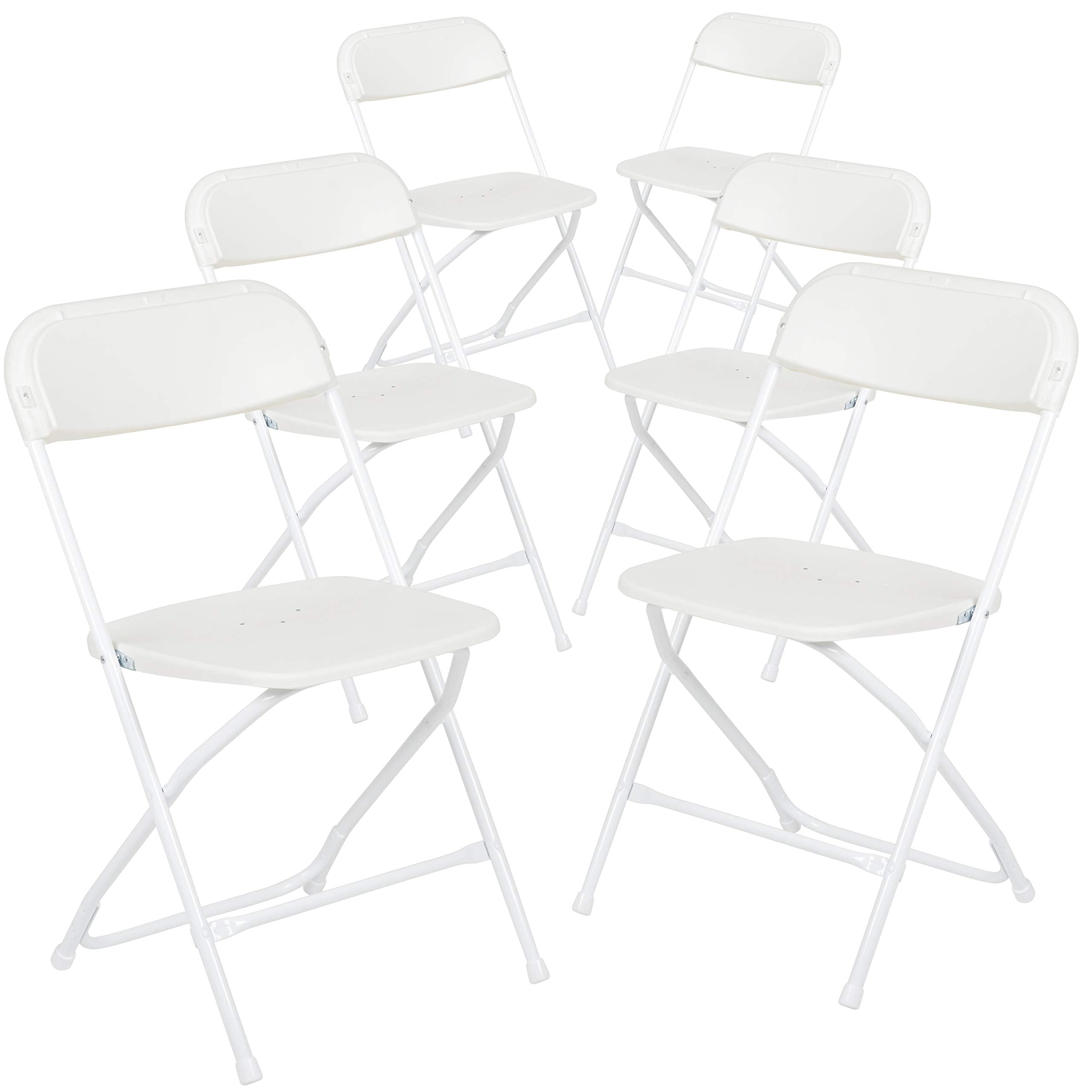 Flash Furniture Hercules Series Plastic Folding Chair - White - 6 Pack 650Lb Weight Capacity Comfortable Event Chair-Lightweight Folding Chair