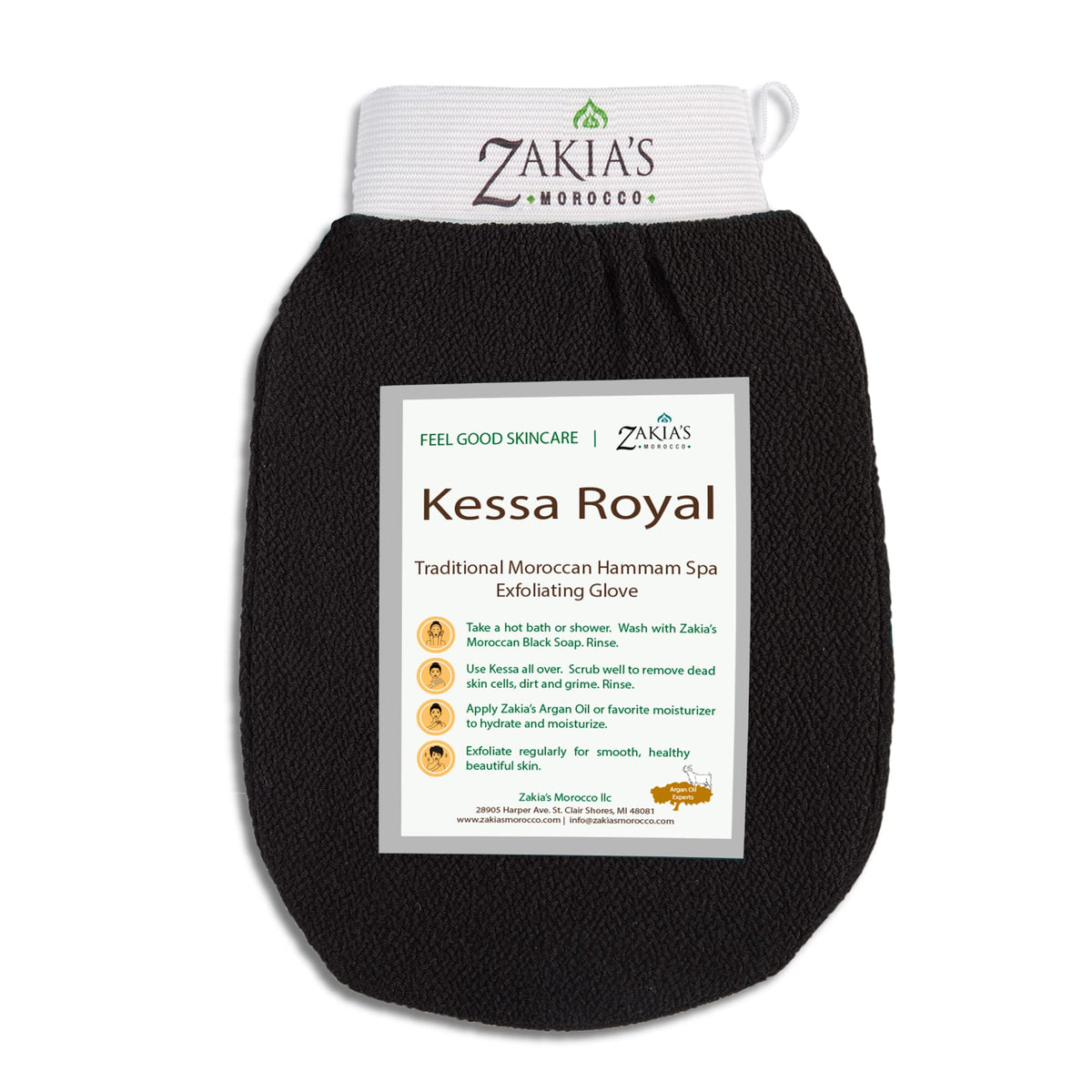 Original Kessa Exfoliating Glove - Charcoal Black - Microdermabrasion At Home Exfoliating Mits, Removes unwanted dead skin, dirt