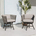 Grand Patio Swivel Rope Wicker Chairs Set Of 2, Patio Dining Chairs With Cushions, Wicker Armchairs Frame, Outdoor Modern Style