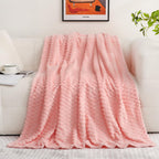 Light Pink Throw Blanket 50''  70'' Inches Gifts For Mom Fuzzy 3D Jacquard Decorative Flannel Fleece Super Soft Plush Cozy Blank