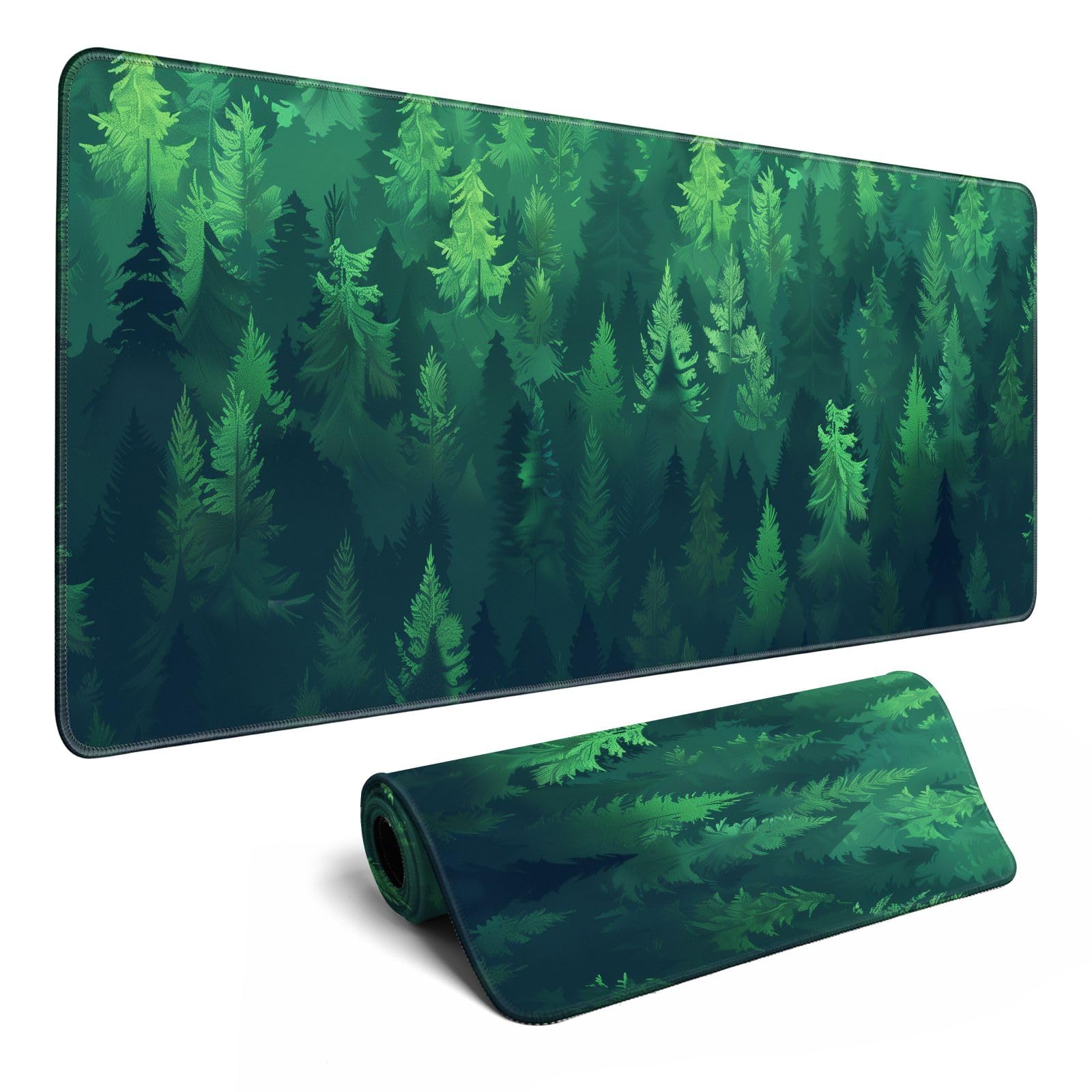 Forest Gaming Green Large Gaming Mouse Pad Keyboard Desk Pad Extended Mouse Pad Gaming Office Decor, Pc Laptop Mouse Pads Large