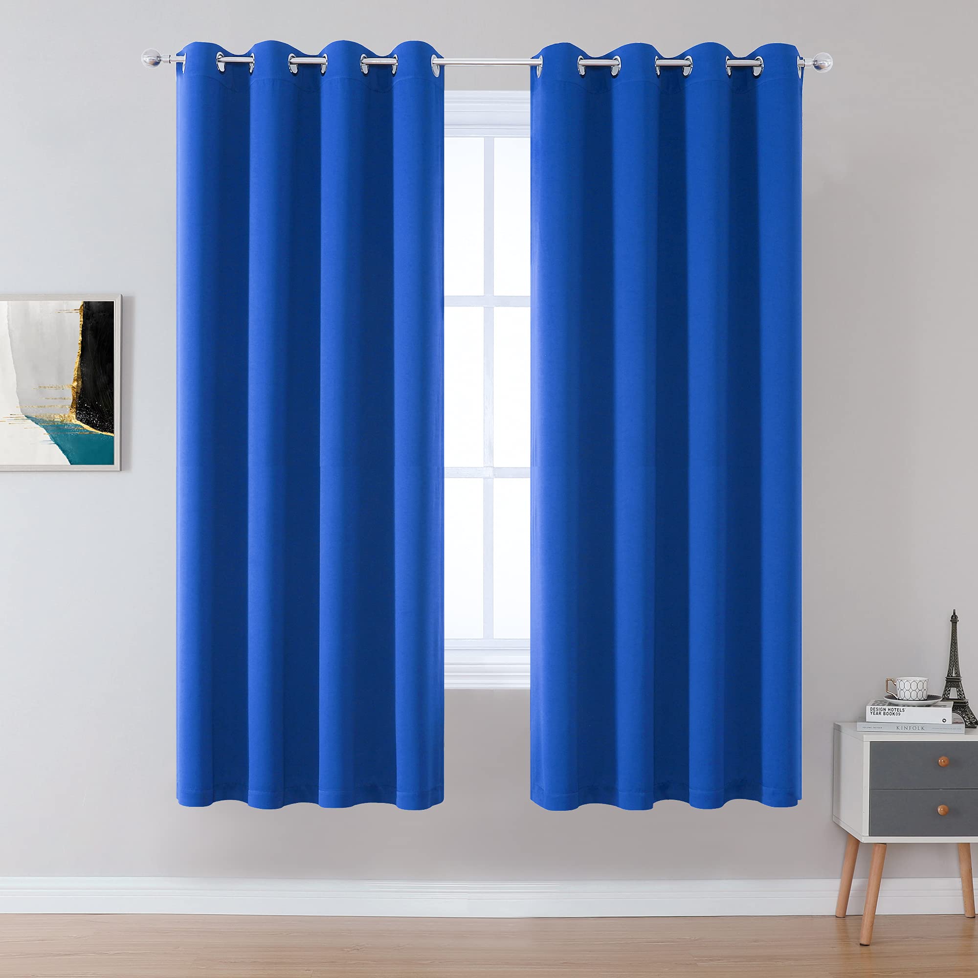 Blackout Curtain Panels/Drapes 72 Inch Length Solid Energy Efficient Room Darkening Bedroom Curtains Thermal Insulated Grommet T