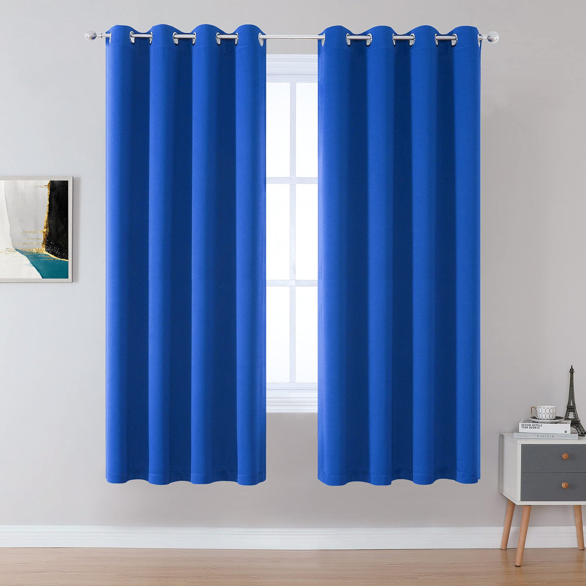 Blackout Curtain Panels/Drapes 72 Inch Length Solid Energy Efficient Room Darkening Bedroom Curtains Thermal Insulated Grommet T