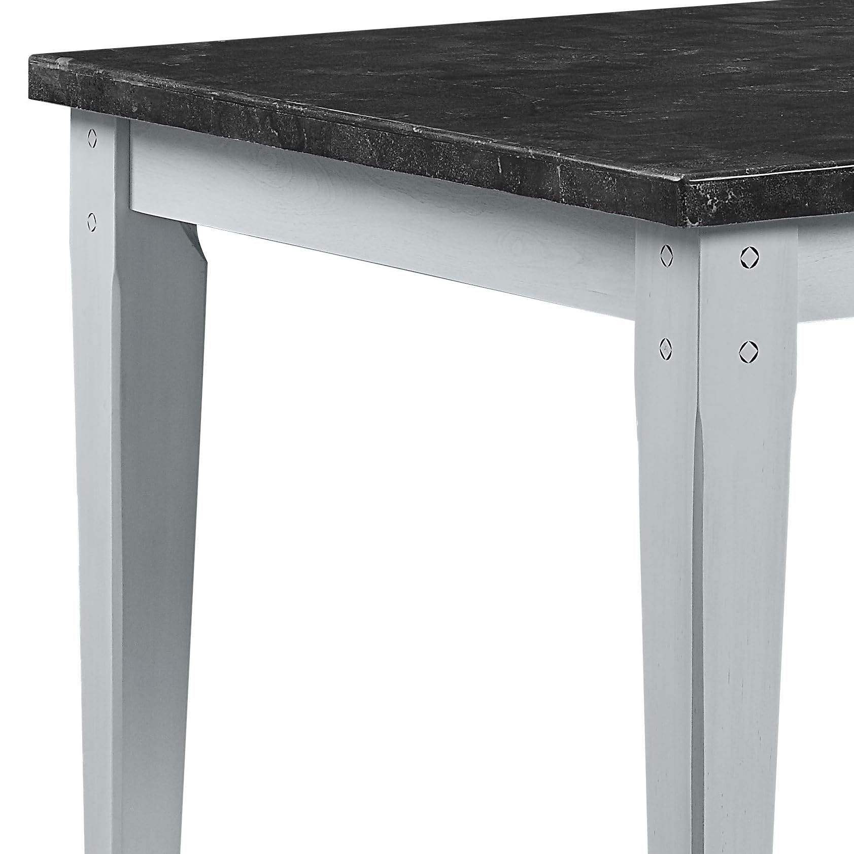 Acme Lanton Dining Table in Marble & Antique White Finish