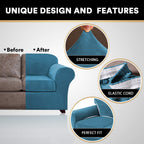 Princedeco 3 Pieces Sofa Covers Velvet Couch Covers For 2 Cushion Sofa Soft Sofa Covers For 2 Cushion Couch Width Up To 90 Inch Feature Thick Soft Stay In Place(Medium-Large, Seagrass)