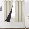LEMOMO 100% Blackout Curtains 40 x 63 Inch/Light Beige Curtains 2 Panels with Black Liner/Double Layer Full Room Darkening Bedro