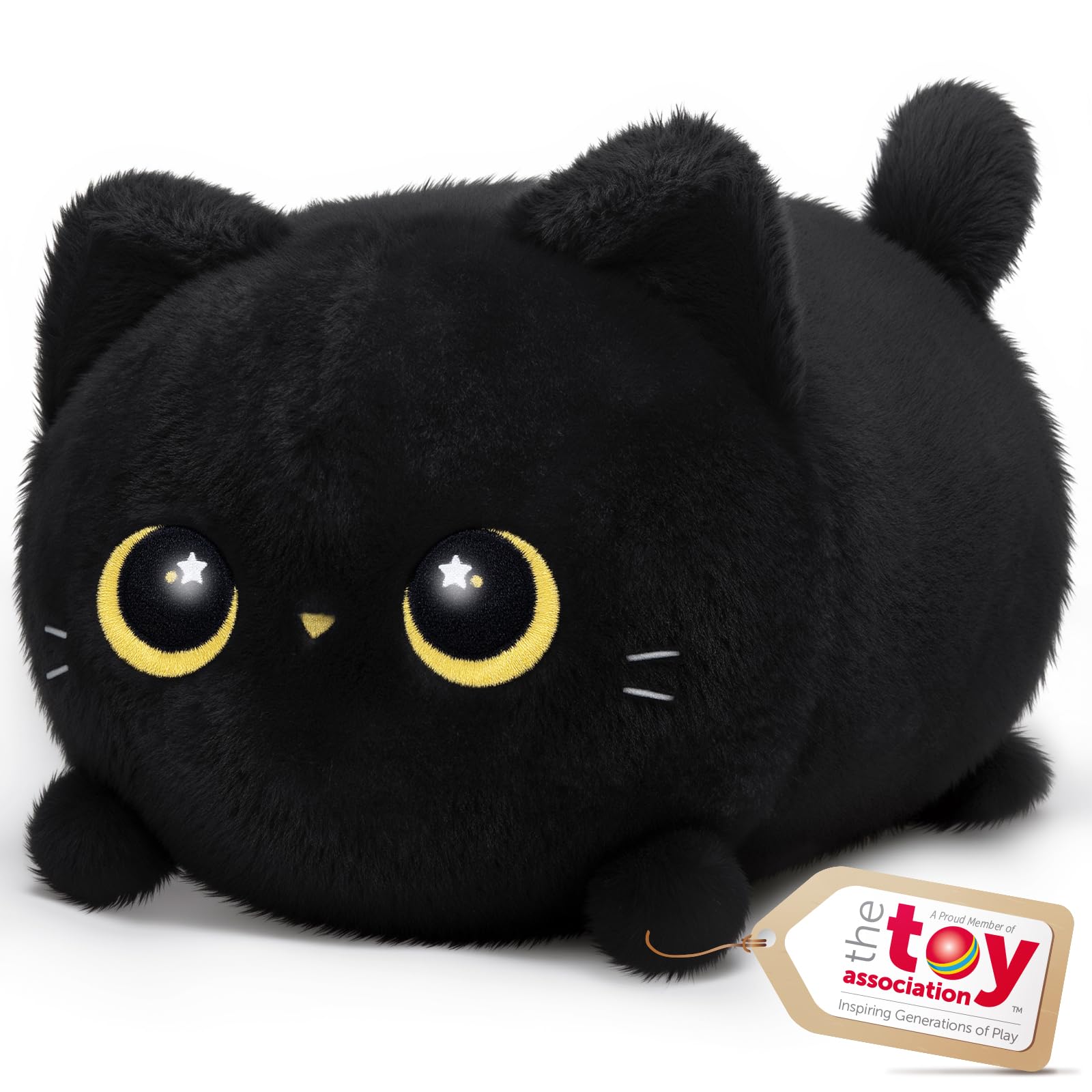 Mewaii Black Cat Plush, Cute Cat Plushies Toy, Soft Kitten Plushie Cuddle Pillow, Anime Plushie Doll, Cute Stuff Toys Gift For G