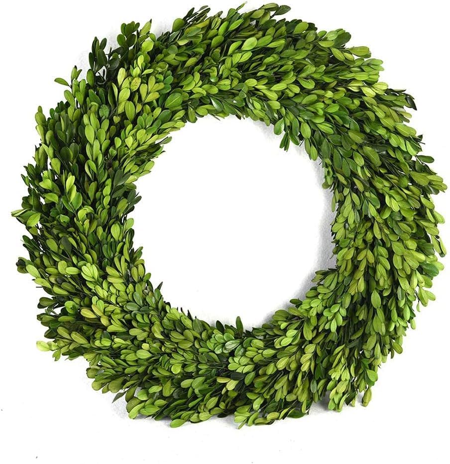 BOXWOOD WORLD Boxwood Wreath 12 inch Preserved Nature Boxwood Home Decor Stay Fresh for Years Spring Summer Fresh Green Wreath F
