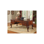 Best Master Furniture Carlisle Executive Traditional Office Desk With Hand Carved Designs, Walnut