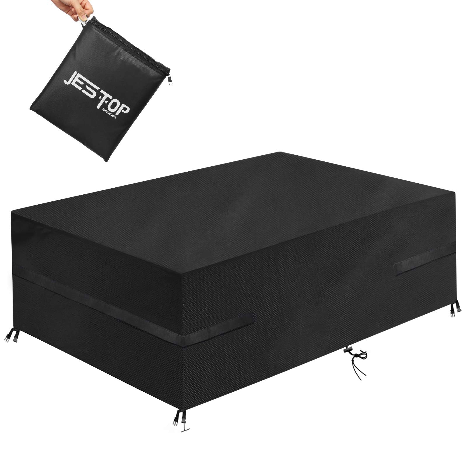 Jestop Patio Furniture Covers, 600D Rectangular Outdoor Table Cover Waterproof Windproof Heavy Duty Oxford Fabric Anti-Uv Patio