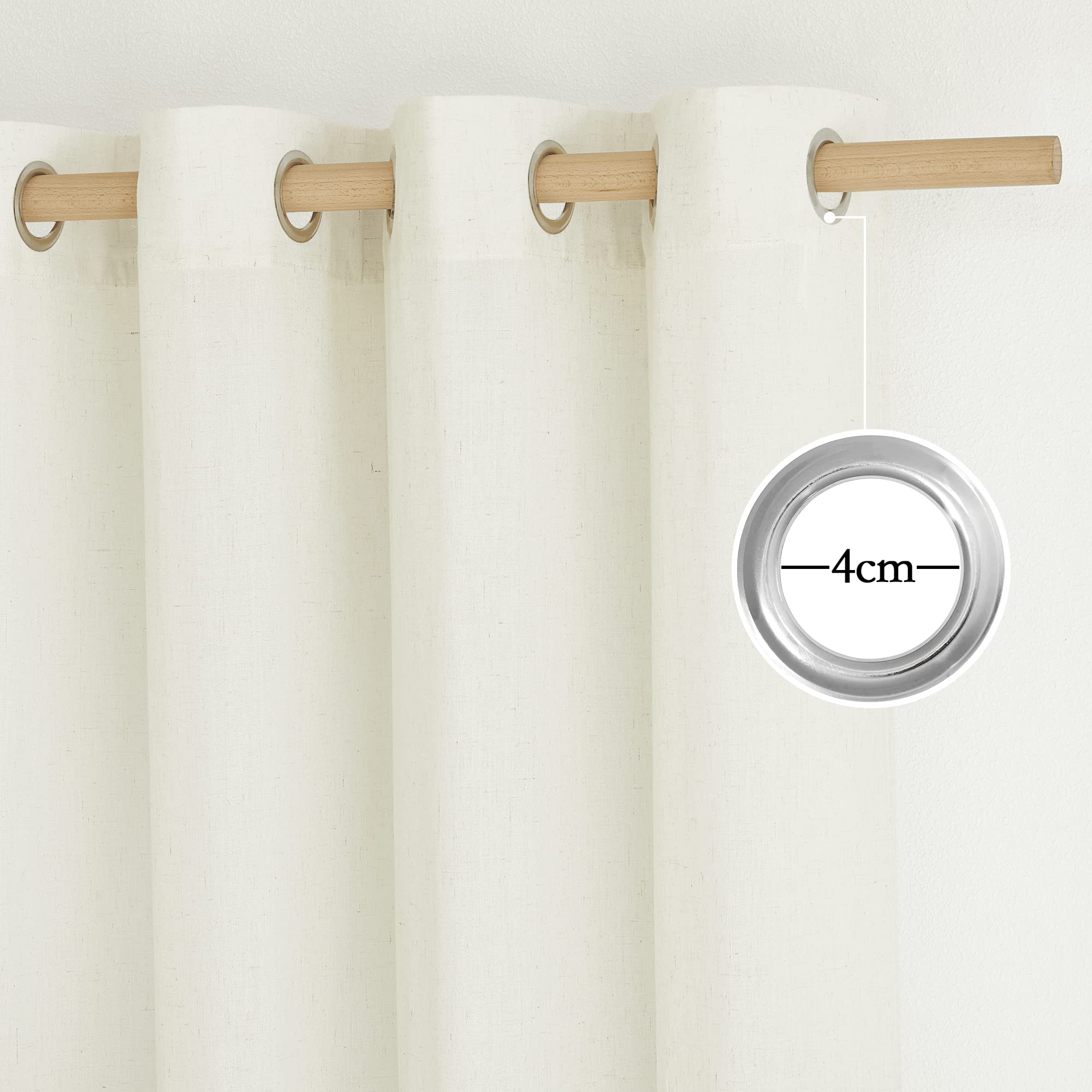 Nicetown Linen Off White Window Curtains 84 Inches Long, Grommet Thick Linen Blend Window Treatments Privacy Assured With Light Filtering For Bedroom/Living Room, W42 X L84