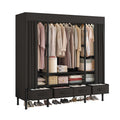 Portable Closet with Drawers 55.1x17.7x65.7 Wardrobe Closet Black