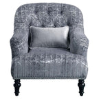 Acme Gaura Velvet Tufted Recessed Arm Chair with Nail-Head Trim in Gray