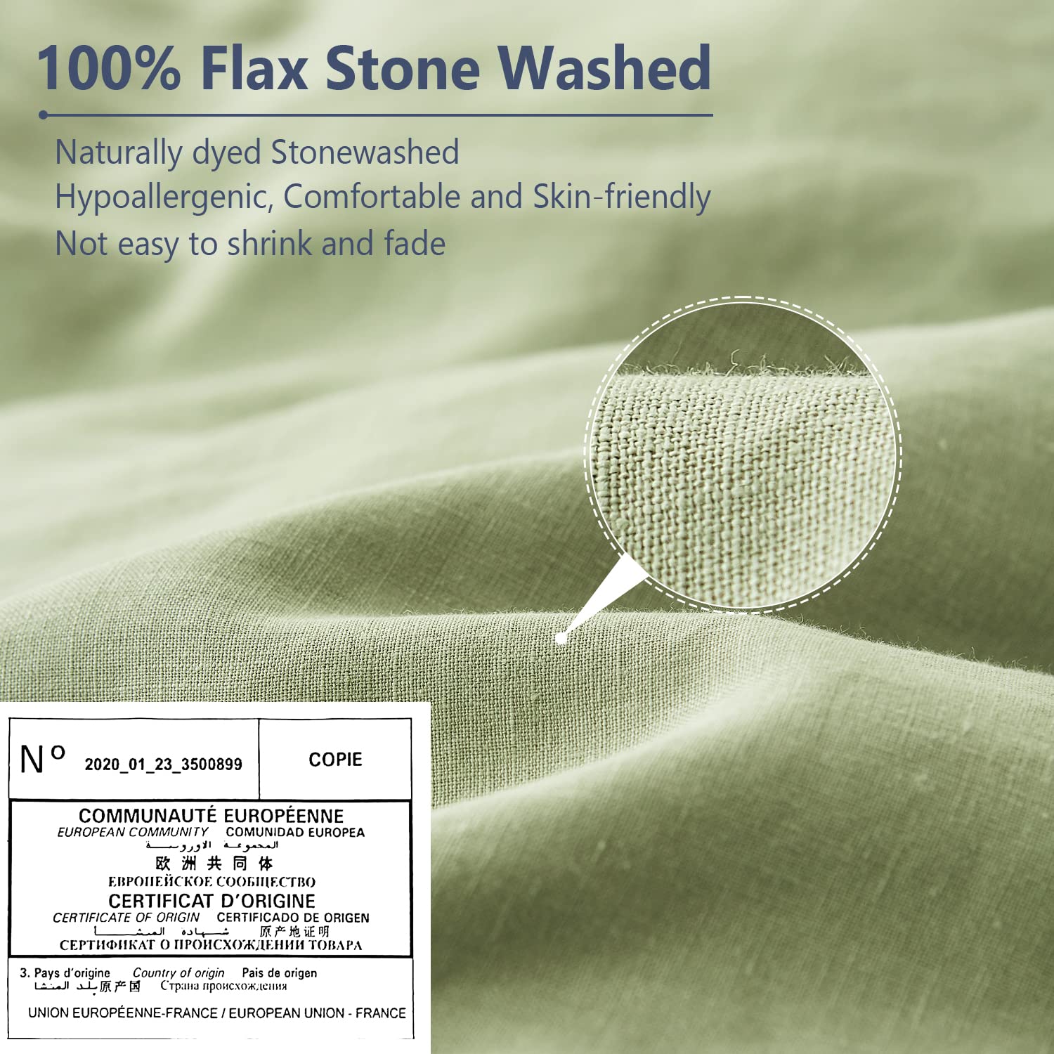 Simple&Opulence 100% Belgian Linen Pillow Shams -Set Of 2, Standard Size - Basic Style Breathable Pure Linen Suitable For Home - Soft And Durable With Envelope Closure (20''X 26'', Sage Green)