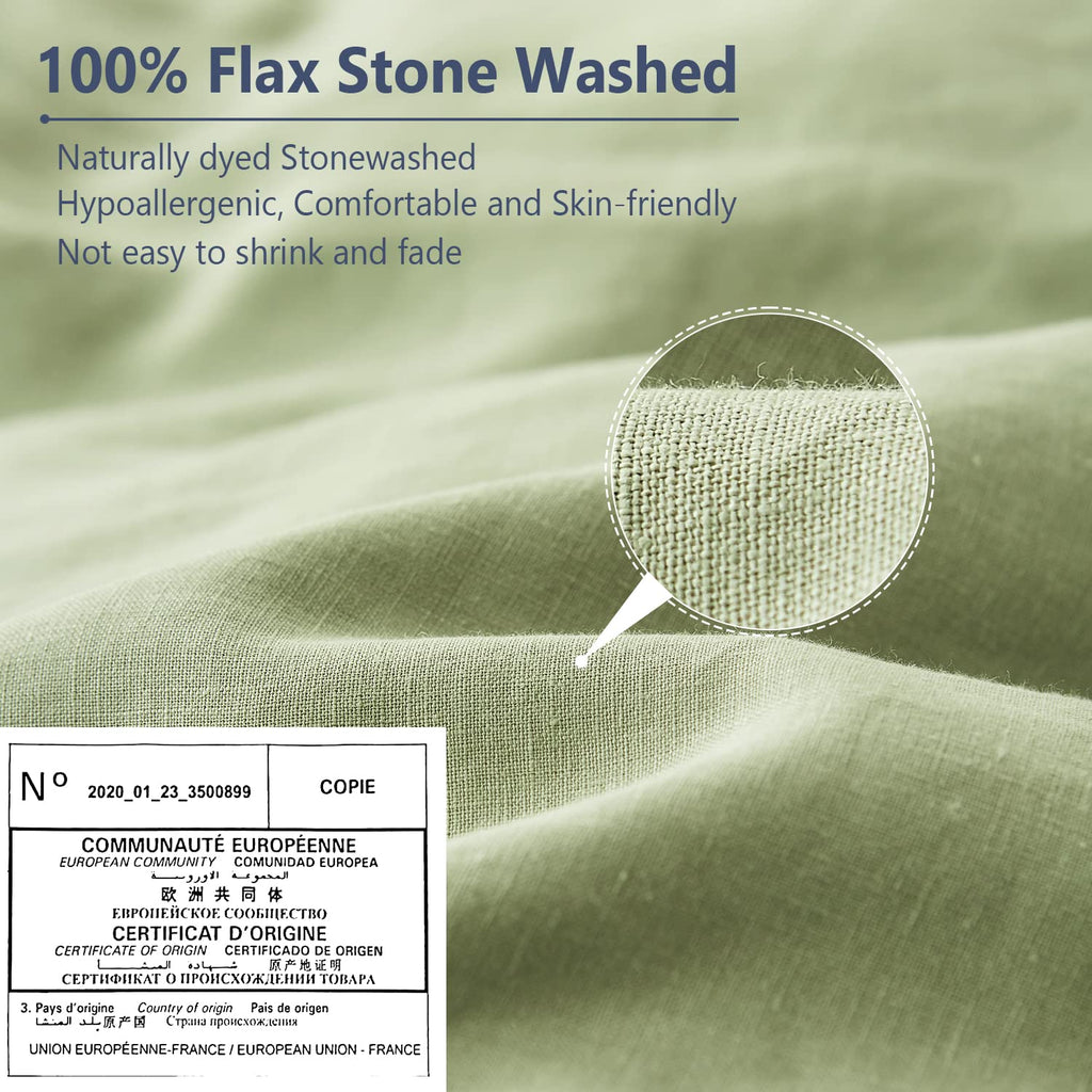 Simple&Opulence 100% Belgian Linen Pillow Shams -Set Of 2, Standard Size - Basic Style Breathable Pure Linen Suitable For Home - Soft And Durable With Envelope Closure (20''X 26'', Sage Green)