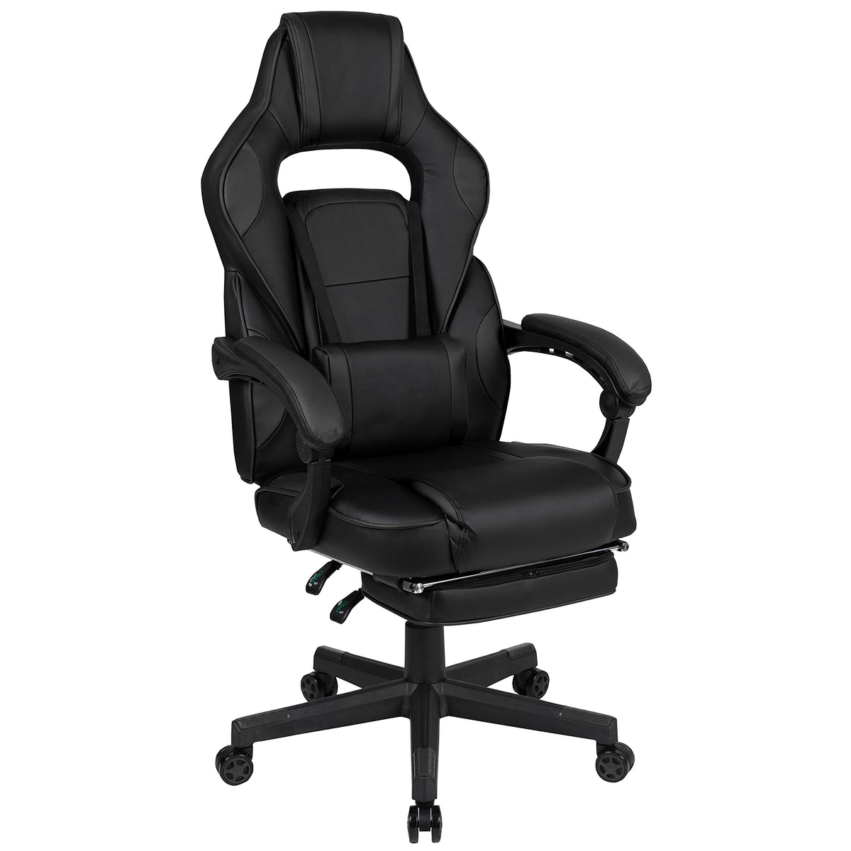 Flash Furniture X40 Gaming Chair Racing Ergonomic Computer Chair with Fully Reclining Back/Arms, Slide-Out Footrest, Massaging Lumbar - Black