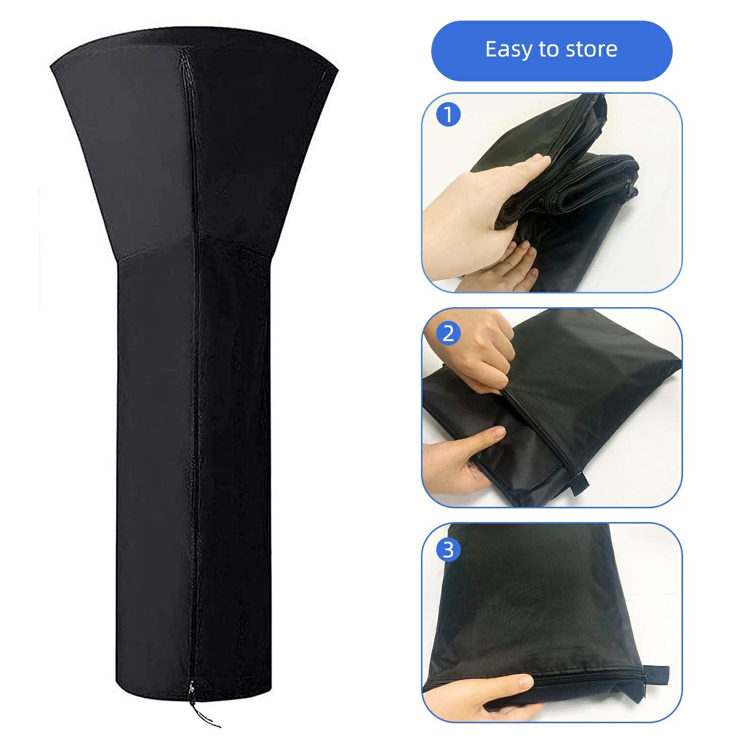 Anstrout 420D Patio Heater Cover Waterproof With Zipper, Outdoor Patio Propane Heater Cover With 420D Storage Bag 24 Months Of U