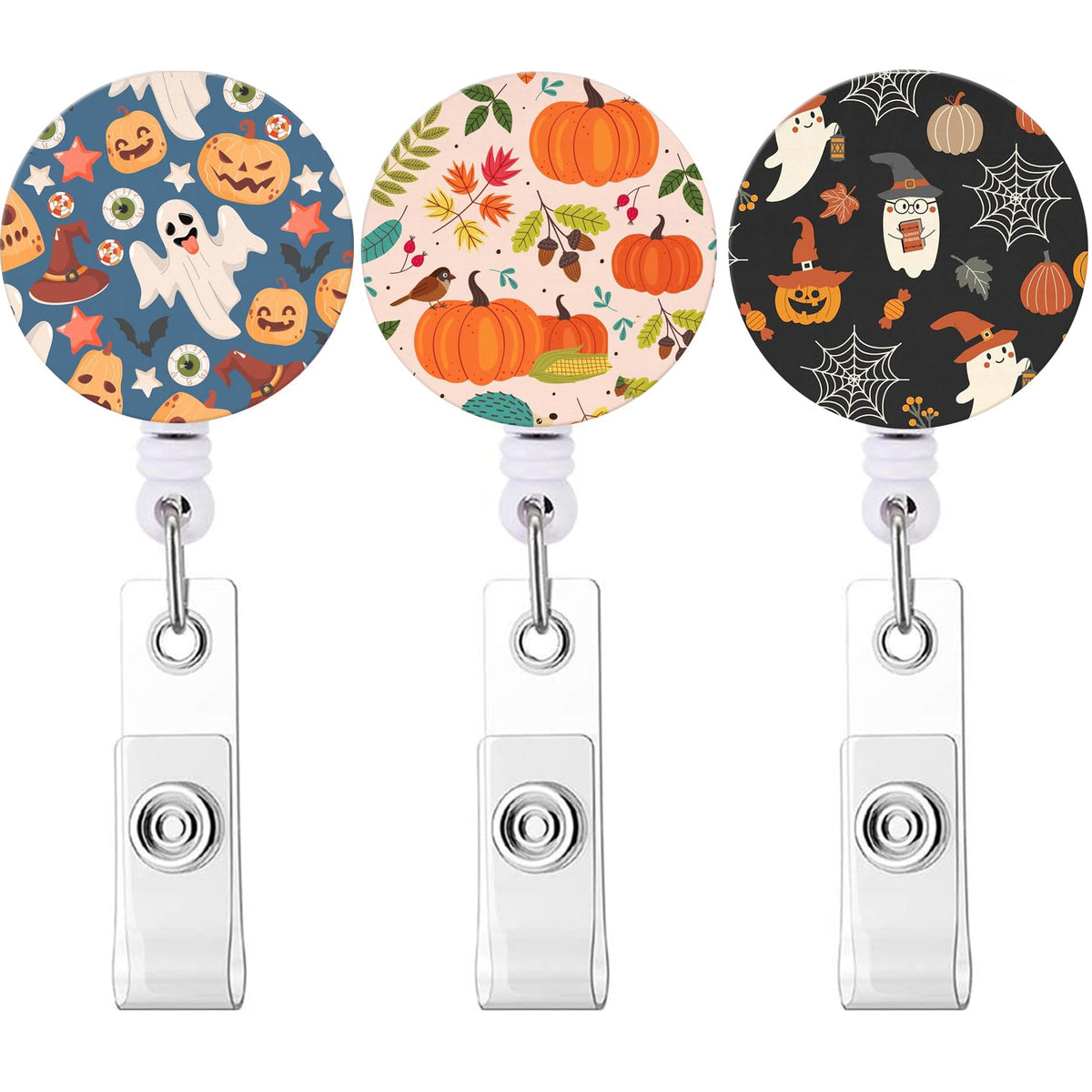 Badge Reel, Retractable Nurse Badge Holder With Alligator Clip Id Name Card Badge Clip For Office Student Doctor Nurse(3Pack Hal