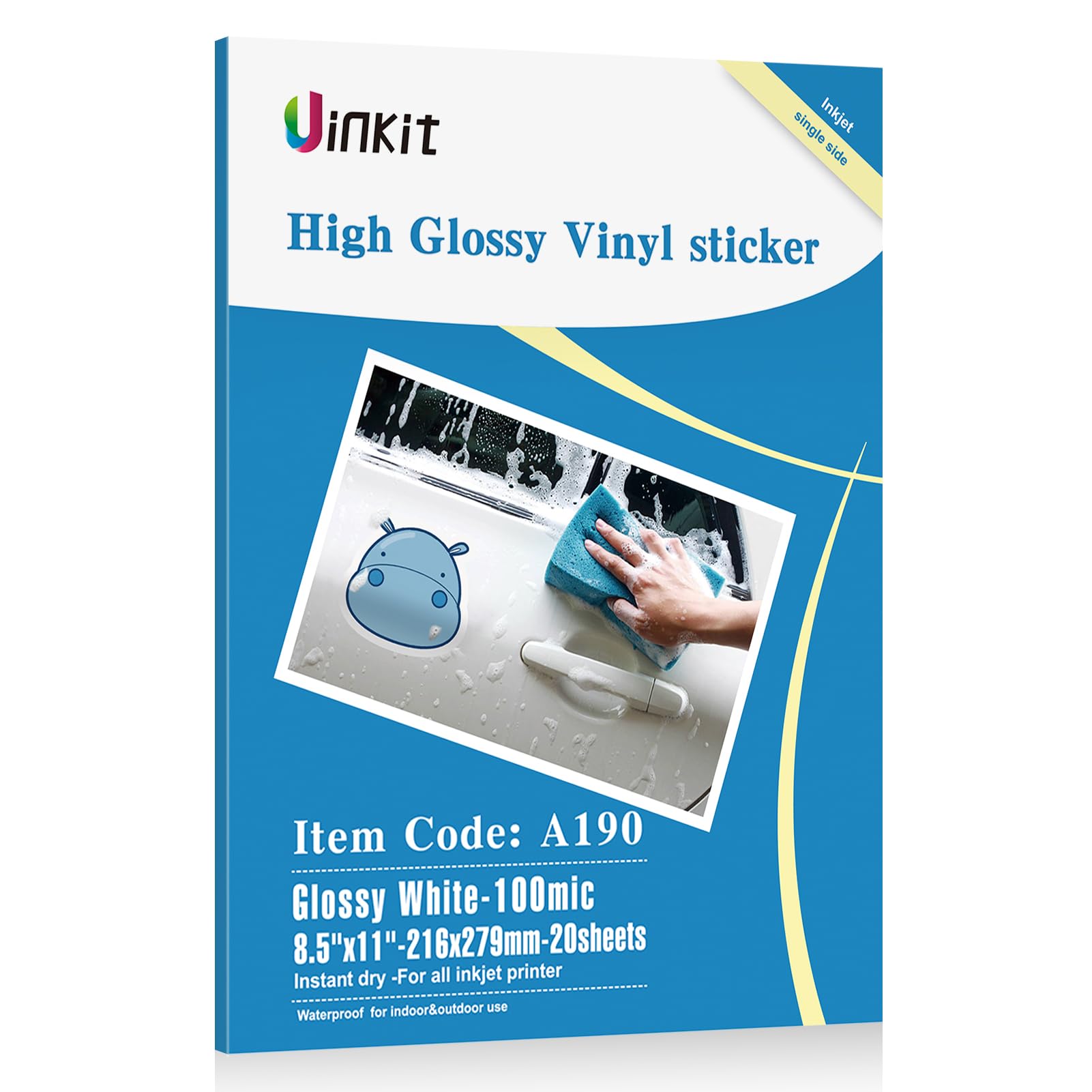 Uinkit Glossy Sticker Paper For Inkjet Printer Printable Vinyl White Cricut Waterproof Permanent Adhesive Waterproof Car Bumper
