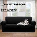 Easy-Going 100% Dual Waterproof Oversized Loveseat Cover Stretch Soft Couch Cover For Dogs, Sofa Slipcover For 2 Separate Cushion Couch Leakproof Furniture Protector For Kids, Pets Black