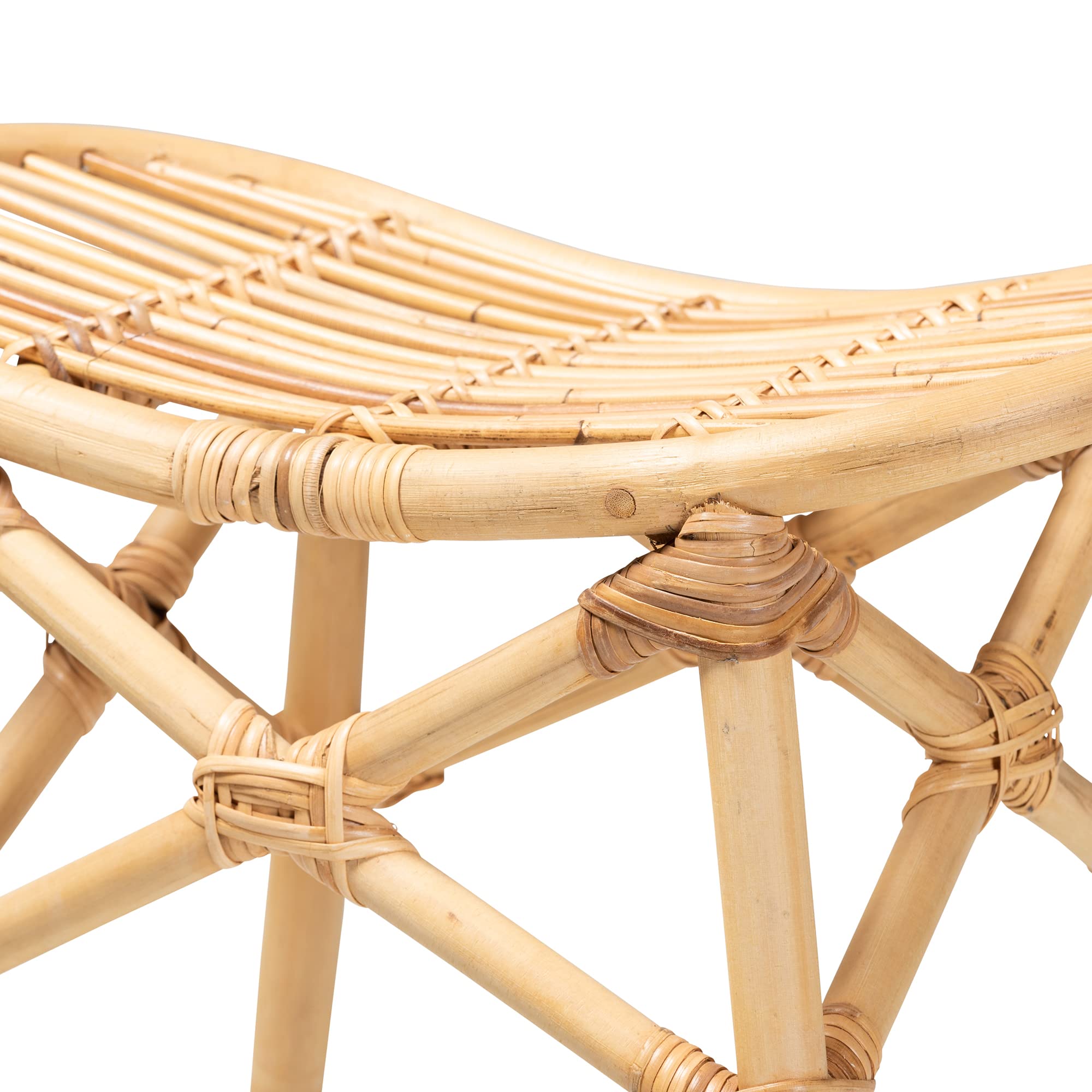 Baxton Studio Elgon Natural Rattan Stool, Counter Height