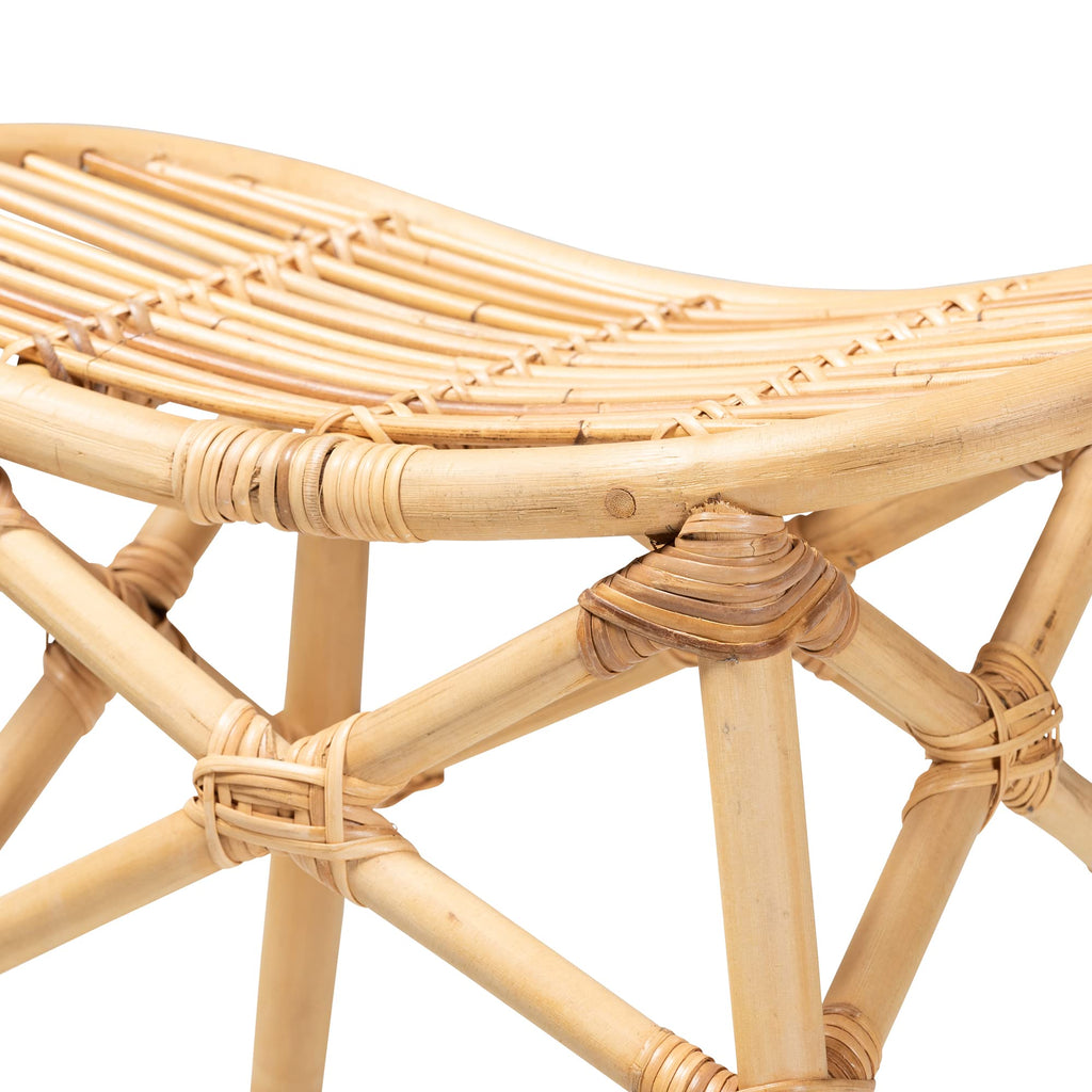 Baxton Studio Elgon Natural Rattan Stool, Counter Height