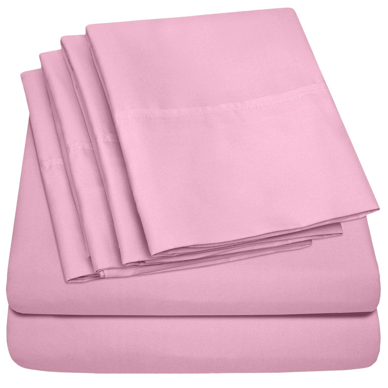 Queen Sheets Pink - 6 Piece 1500 Supreme Collection Fine Brushed Microfiber Deep Pocket Queen Sheet Set Bedding - 2 Extra Pillow