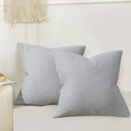 Phf 100% Cotton Waffle Weave Throw Pillow Cover, 24' X 24', No Insert, 2 Pack Square Pillowcases Shell, Elegant Home Decorative Throw Pillow Covers For Bed Couch Sofa, Light Grey