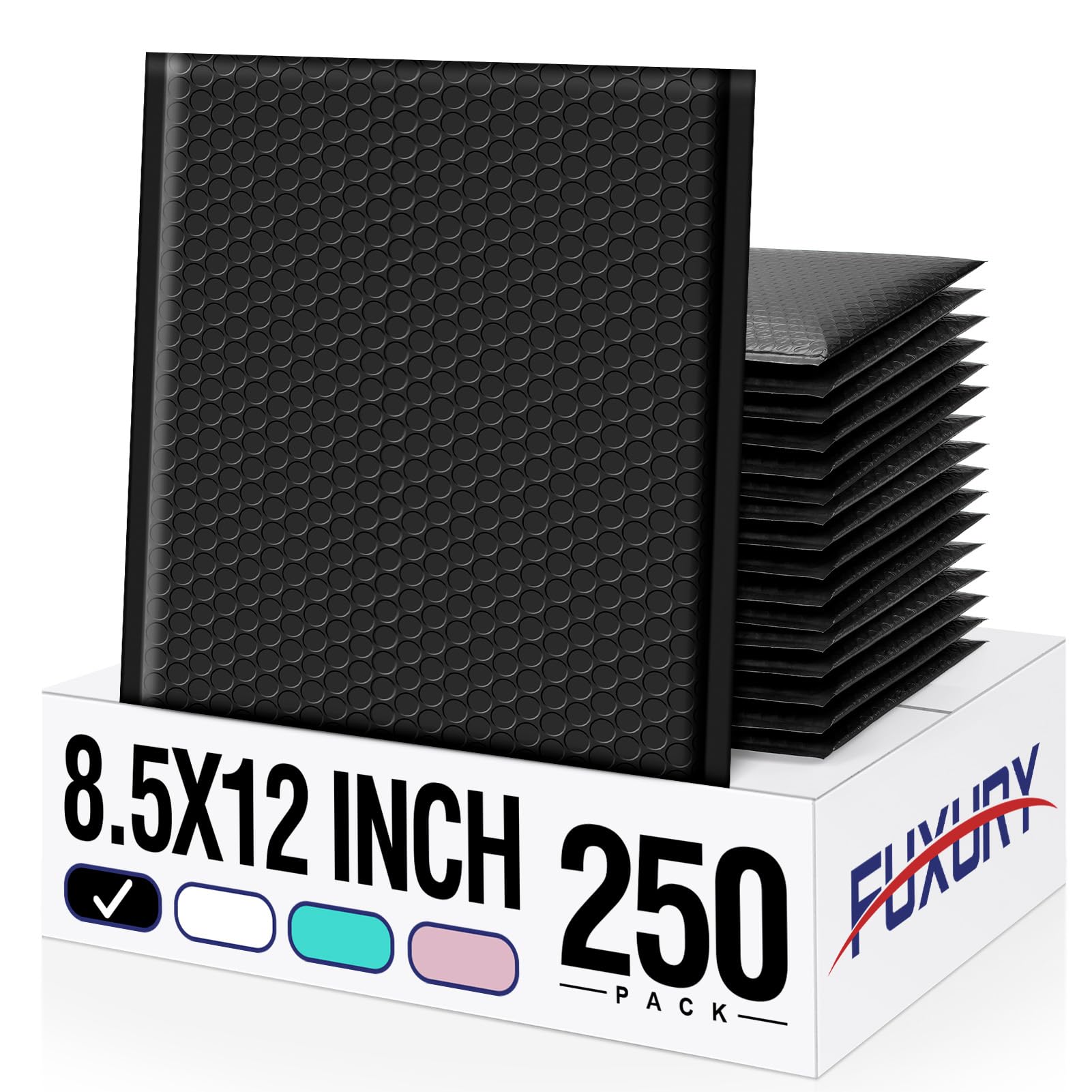 Fuxury 250Pack Black Bubble Mailers 8.5X12 ' Medium Opaque Bubble Envelopes Strong Adhesion Bubble Mailer Thick Padded Envelope