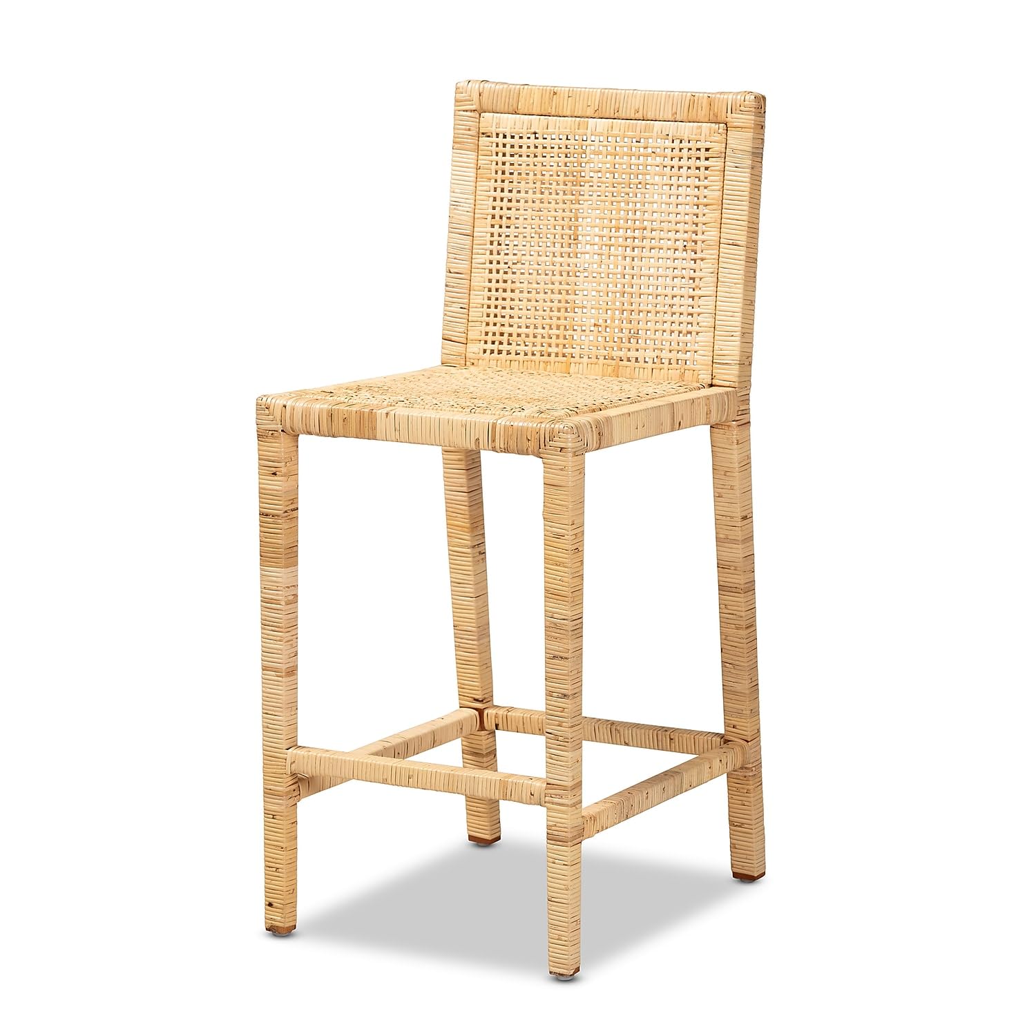 Baxton Studio Sofia Modern Wood Counter Stool with Back, Natural (185-11874-HiT)