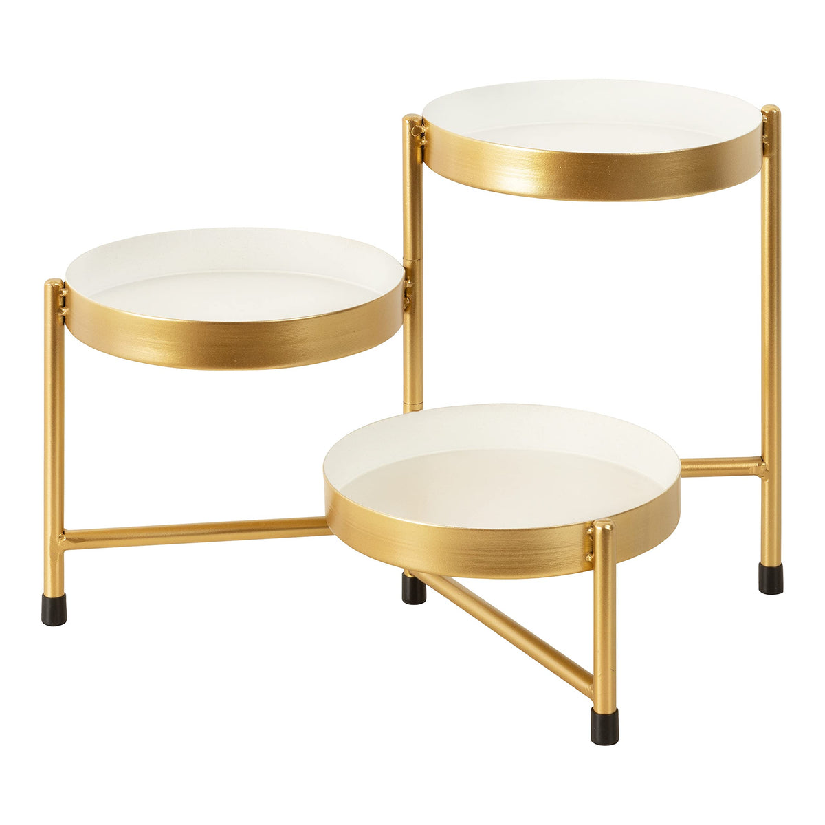 Kate And Laurel Finn 3-Tiered Plant Stand, 7.25 X 7.25 X 10, White And Gold, Decorative Layered Tabletop Plant Stand For Display