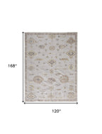 HomeRoots 514972 8 x 10 ft. Ivory & Orange Floral Hand Knotted Stain Resistant Rectangle Area Rug