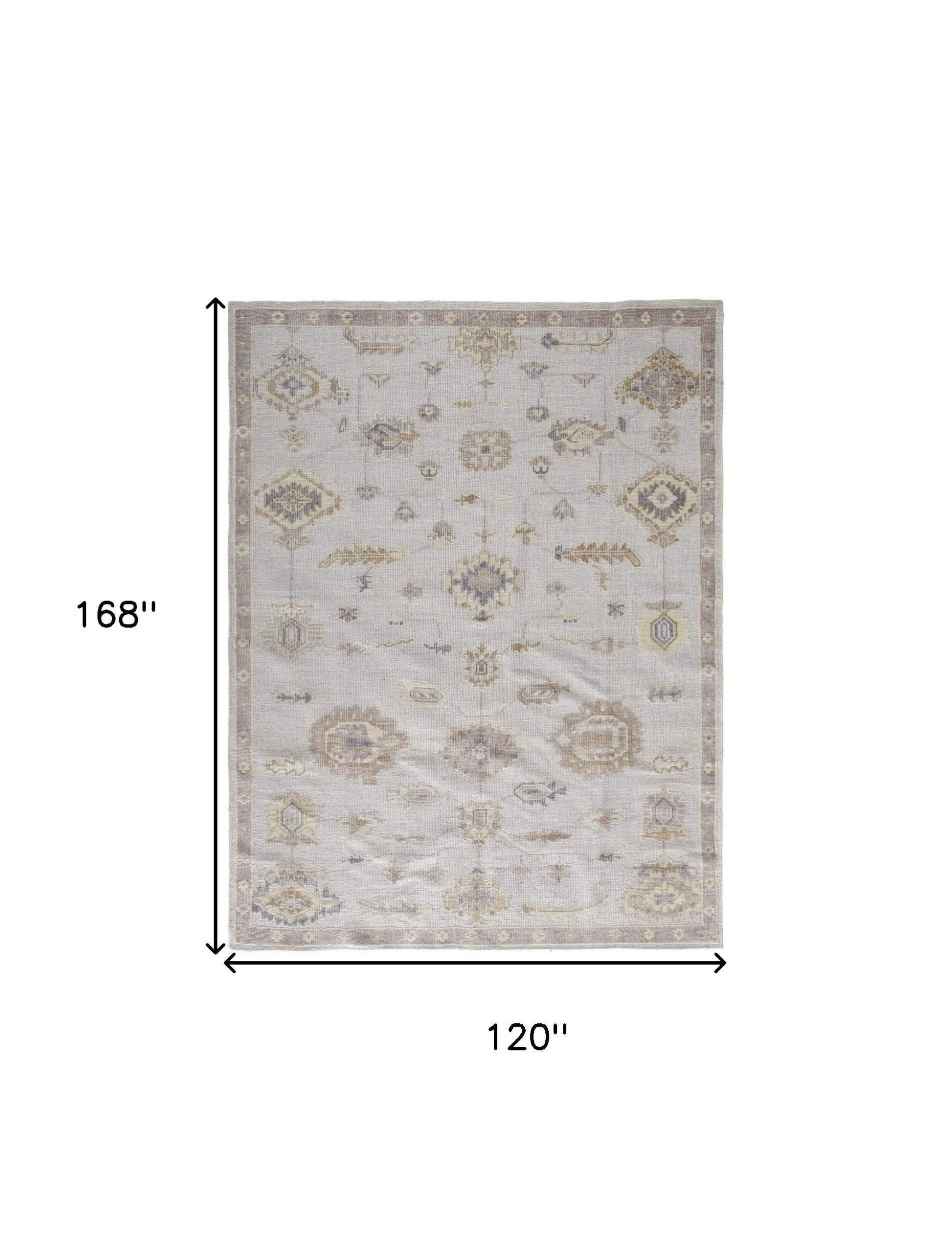 HomeRoots 514972 8 x 10 ft. Ivory & Orange Floral Hand Knotted Stain Resistant Rectangle Area Rug