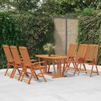 vidaXL Solid Eucalyptus Wood Folding Patio Chairs - Portable, Adjustable Backrest (5 Positions), Maximum Load 242.5 lb - Ideal for Garden, Terrace, Outdoor Trips- Pack of 6