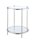 Convenience Concepts Royal Crest 2 Tier Round End Table, Clear Glass / Chrome