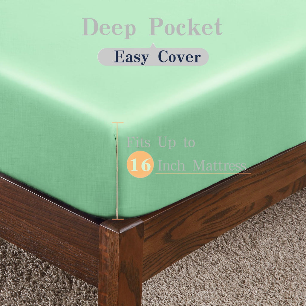 Bamboo Viscose Fitted Sheet 1 Pack Full Size Only,400 Thread Count,8-16'' Deep Pocket,Bottom Sheet Colorfast Soft & Silky & Brea