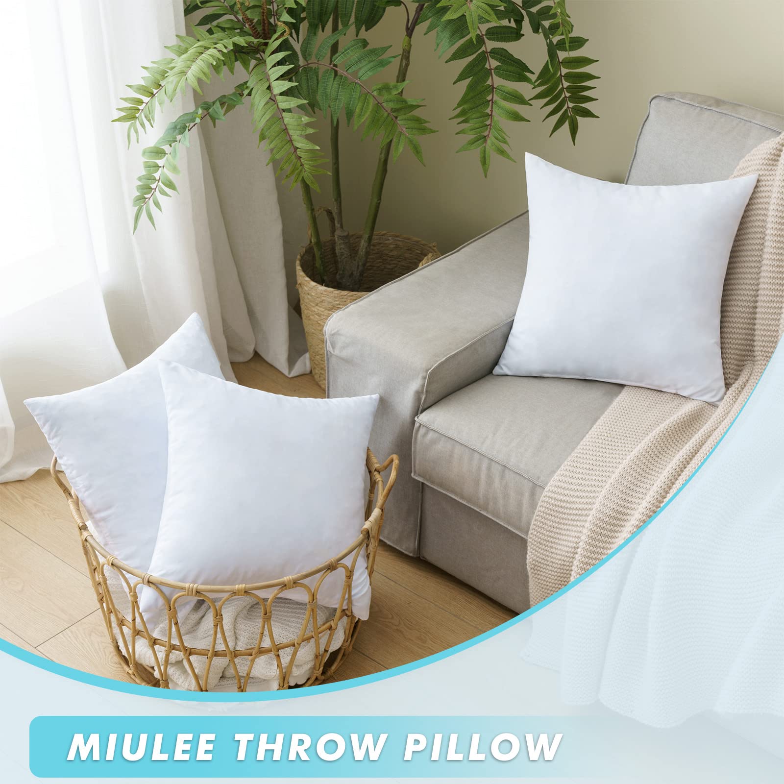 Miulee Pack Of 2 16X16 Pillow Inserts-Decorative Shredded Memory Foam Cooling Throw Pillows-Adjustable Premium Square Wedding Pi