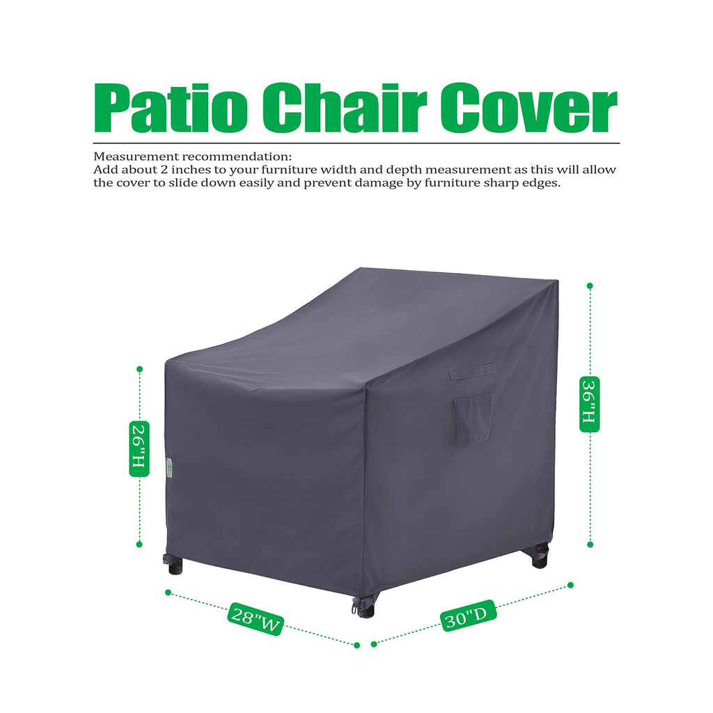 F&J Outdoors Patio Chair Covers Waterproof Uv Resistant Heavy Duty Outdoor Dining Chair Adirondack Chair Cover, Grey, 28' W X 30' D X 36' H